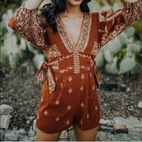 Free people azalia embroidered romper - Picture 1 of 9